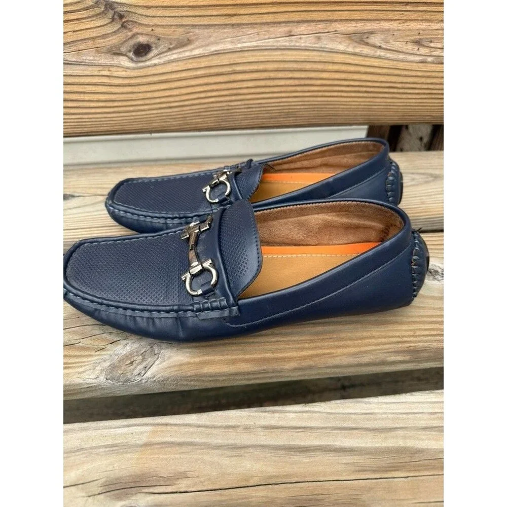 XRAY Men's Navy Driving Loafers Horsebit Slip On Moc Toe Casual Shoes Size 8
